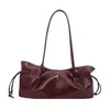Moda de Viaje Estilo Coreano 2026 Nueva Bolsa de Hombro Grande de Lona Plegada con Cordón Casual Simple Elegante
