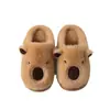 Pantuflas de Algodón para Niños Capibara Niños 2026 Nuevo Otoño/Invierno Interiores Hogar Antideslizantes a Prueba de Olores Pantuflas de Algodón para Padres e Hijos