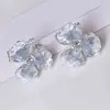 Aretes de Flor Rosa, Flor de Tres Pétalos Elegante, Rosa Degradado Elegante, Flor de Cristal Rosa, Dulces Aretes de Clip para Oreja Perforada