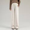 Pantalones de maternidad para primavera y otoño, pantalones de pierna ancha, talla grande, adelgazantes, forrados de polar, engrosados, de soporte para el vientre, casuales sin apretar