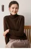 Suéter de Cachemir 100% Grueso de Cuello Alto para Otoño e Invierno, Suéter Cálido de Punto para Mujer, Top Base, Suéter Versátil, Ropa Interior para Mujer