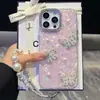 Funda de teléfono súper elegante y adecuada para el teléfono Apple 16 Pro Max, Modelo Nuevo 16 Pro de Mariposa de Perlas 3D con Película para Lente Iph