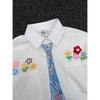 Camisa con Cuello Bordado a Mano con Cera de Graffiti Estilo Universitario de Nicho para Hombre Camisa de Manga Larga Diseño Marca de Moda Chaqueta