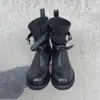 Botas de Caballero Western con Hebilla Retro y Tacón Grueso para Mujer 2026 Nuevas de Otoño Adelgazantes Punta Redonda Botines de Motocicleta Botas de Moda