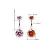 Joyería para Piercing de Ombligo de Acero Inoxidable Más Vendida de Amazon con Circonita de Colores y Gemas de Doble Cabeza para Mujeres