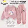 Conjunto de Moletom para Meninas Little Eight 2025 Novo Modelo para Crianças Maiores Primavera e Outono Esportivo Casual Conjunto de Duas Peças Tendência