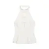 Artículo Popular de Venta Rápida Transfronterizo Nuevo Artículo de Primavera 2026 Color Sólido Temperamento Nudo de Cuerda Decoración con Botón Top de Cuello Halter 3152081
