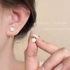 Aretes de perlas con aguja 925 para mujer, colgantes en la parte trasera, estilo ins, nuevo estilo caliente, modernos, lisos, circulares, nicho, aros para la oreja, venta al por mayor