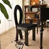 Cadeira de Jantar Vintage em Madeira Maciça Estilo Francês, Cadeira com Encosto de Designer Meio do Século, Cadeira para Toucador de Quarto Estilo Wabi-Sabi, Cadeira Chave