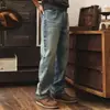 Jeans de mezclilla lavada estilo retro americano para hombre, pantalones de marca de moda nuevos para primavera 2026, pantalones casuales rectos holgados para hombre