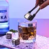 Venta al por mayor Metal Chapado en Titanio Congelación Rápida Acero Inoxidable Piedras para Vino Helado Grado Alimenticio Ktv Cerveza Whiskey Enfriamiento Cubitos de Hielo 304