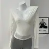 Menina Simples Coração Renda Decote V Manga Longa