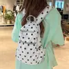 Mochila de Lona Doce com Bolinhas para Mulheres 2026 Nova Tendência Moda Estilo Universitário Mochila de Grande Capacidade Bolsa Escolar