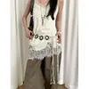 Cuerda de cintura tejida con cuentas bohemia para mujer, estilo étnico, empalme con falda, cinturón adelgazante versátil casual con borlas, moderno