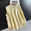 Camiseta Sin Mangas Ajustada de Lino y Encaje 2026, Camiseta sin Mangas Delgada de Verano, Top Corto al por Mayor H01Ft6073
