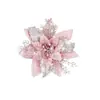 Corona Navideña Artificial de Flor de Pascua Rosa Plateada Decoración Fabricante de Accesorios para Bodas Transfronterizos