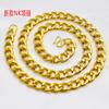 Collar de Imitación Oro 10mm Chapado en Oro Brillante Nk 58cm para Hombre Transfronterizo Hebilla Única Dorada Collar Cubano Venta al por Mayor en Stock