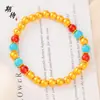 Esperando con ansias Pulseras de Perlas Doradas de Diseño Exclusivo de Gama Alta, Pulseras Creativas de Esmalte Rojo y Azul con Agujero Pasante y Pulseras, Venta al por Mayor de Fábrica