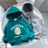 Nueva sudadera con capucha de forro polar con estampado de letras personalizada para niños 2021, chaqueta superior holgada casual para niños y niñas en invierno