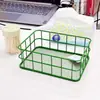 Cesta de Armazenamento de Ferro Estilo Simples e Luxuoso, Cesta de Armazenamento de Metal com Fundo de Tela para Mesa, Cesta de Armazenamento de Metal Criativa