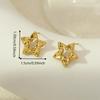 Directo de fábrica nuevo versátil moda oro 18K acero inoxidable patrón de martillo estrella de cinco puntas pendientes de temperamento socialité femenina