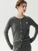 Cárdigan de cachemira de color liso con cuello redondo para mujer, manga larga, botones bordados de paraguas pequeños, capa exterior de suéter tejido, top de lana