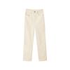 Shengdu Otoño/Invierno Nuevo Estilo Japonés Casual Jeans de Papá Forrados de Polar en Blanco Crudo para Figuras Petitas con Corte Ajustado