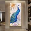 Pintura Decorativa de Entrada de Luxo para Corredor, Pintura Vertical de Porcelana de Cristal, Arte de Parede Leve de Luxo, Fornecido Diretamente pelo Fabricante