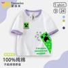 Camiseta Infantil de Minecraft Enderman Manga Corta para Niños y Niñas Bloques de Color Manga Corta Periférico Ropa Infantil