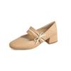 Tacones Altos Franceses Piel Suave Lazo Punta Redonda Piel Suave Elegantes Zapatos de una Sola Capa Para Mujer Otoño 2025 Nuevo Boca Baja Zapatos Mary Jane