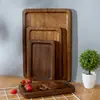 Bandeja de Madera Maciza de Nogal para Uso Doméstico, Bandeja Rectangular de Madera para Frutas y Snacks, Bandeja de Pan para Restaurante, Panadería y Pastelería