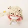 Suéter de Primavera y Otoño Sombrero de Princesa Flor Pequeña Volante Tejido Sombrero de Bebé Otoño e Invierno Unisex Niños Bebé Sombrero de Lana