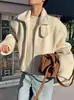Comercio exterior transfronterizo Europa y Estados Unidos otoño e invierno 2024 nuevo abrigo casual de moda para commuting, engrosado de lana de cordero, con solapa y cremallera, para mujer
