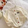 Colección nueva de primavera estilo japonés: Chamarra bordada de oso de caricatura y coche para niños, cárdigan de punto para bebés y niños