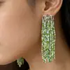 Estilo Vintage Retro Francés Hong Kong Monet Medieval Clip para Oreja Pendientes de Perla Pendientes Verdes Joyería Femenina para Orejas