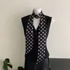 Lenço de Bolinhas Preto e Branco Estilo Francês Feminino 2025 Novo Longo Fino para Pescoço Fita Decorativa de Alta Qualidade para Cabelo