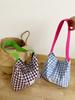Em Stock! Modelo de Copyright! Bolsa de Lona Xadrez Contrastante de Grande Capacidade Bolsa de Ombro Simples Casual Bolsa de Compras