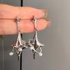 Dulce Estilo Cool Pendientes de Cadena de Estrella con Circonita de Amor Incrustada de Diamantes para Mujer Ins Personalizado Lujo Ligero Elegante Pendientes de Alta Gama
