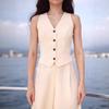 Chaleco de Traje de Primavera y Verano para Mujer de Gama Alta Casual Nuevo Elegante Simple Europeo y Americano Conjunto de Dos Piezas Chaleco y Pantalones
