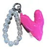 Estilo Coreano Ins Dulce Estilo Girly Relleno de Algodón Corazón Cadena de Perlas Colgante de Bolso Accesorios para Bolsos Llavero Colgante Pequeño