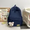 Mochila Versátil Bordada Estilo Retrô Americano Novas Alças Duplas para Ombro Estudante do Ensino Médio Simples Estudante do Ensino Fundamental Meninos Meninas Mochila Estudante Universitário