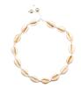 Nuevo collar de perlas de concha de playa de moda europea y americana de Amazon, collar de nudo hecho a mano.