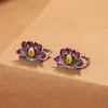 Estilo Chinês Elegante Retrô Pequeno e Requintado Esmalte Cloisonné Lótus Clipe de Orelha Feminino Estilo Literário Moda Joia Versátil