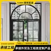 Ventana de batiente francés de puente roto marco retro negro vidrio repujado balcón cocina ventana insonorizada de aleación de aluminio pedido de ingeniería