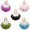 Estilo K de Colgante de Concha con Goteo de Aceite de 5 Colores DIY Accesorios de Joyería de Aleación Pendientes Colgante de Collar Serie Océano Pequeño Fresco