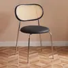 Silla de Mimbre Sintético Estilo Ins Nórdico Crema para Hogar Mid-Century Silla de Respaldo para Balcón Minimalista Silla Retro Silla de Comedor