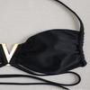 Exportación Europea y Americana Aliexpress Bikini Transfronterizo 2024 Nuevo de Color Puro con Tirantes en Forma de V Traje de Baño Sexy de Tres Piezas