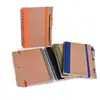 Cuaderno de Espiral con Cubierta de Papel Kraft, Cuaderno con Bolígrafo, Cuaderno para Notas de Reuniones, Cuaderno con Banda Elástica Fija