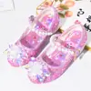 Sapatos de Cristal Brilhantes para Crianças, Sapatos de Salto Alto para Meninas, Sapatos de Princesa Kuromi da Moda para Menininhas, Sapatos de Couro para Bebês