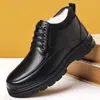 Zapatos de invierno para hombre de cuero genuino y algodón, forrados de felpa para abrigar, suela gruesa, antideslizantes, estilo casual y de negocios, adecuados para hombres de mediana edad, envío directo disponible